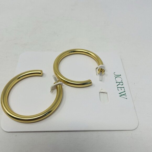 J Crew Womens One Size Tube Burnished Gold Large Hoop Earrings K4195 $39 - Picture 5 of 7